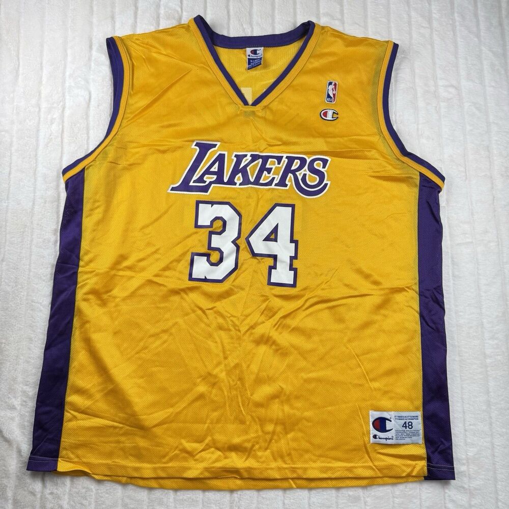 VTG Champion Shaquille O’Neal Lakers Jersey Men's XL NBA Basketball Yellow #34